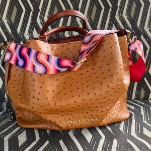 Dooney & Bourke Ostrich Barlow with Pink Strap